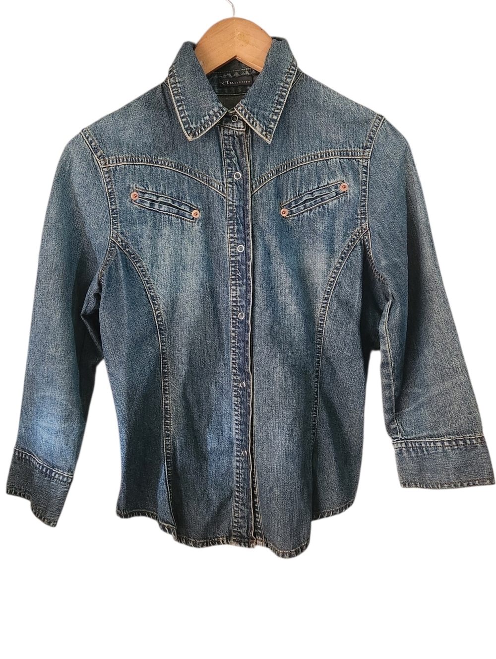 X-tm Fashion Classic Denim Button-Up Shirt Jacket - Blue